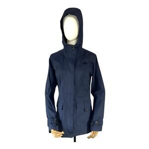 The North Face Carlie HyVent Navy Hooded Rain Jacket Women’s Small Waterproof
